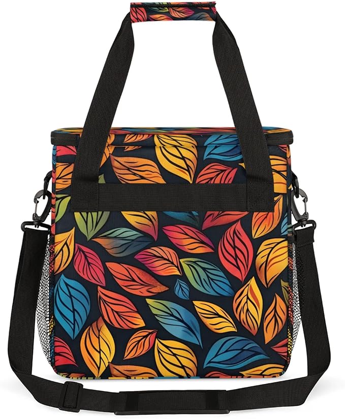 Leaves Plant Coffee Maker Travel Bag for Keurig K-Mini/K-Mini Plus Insulated Waterproof Tote with Pockets for K-Cup Portable Single-Serve Brewer Case
