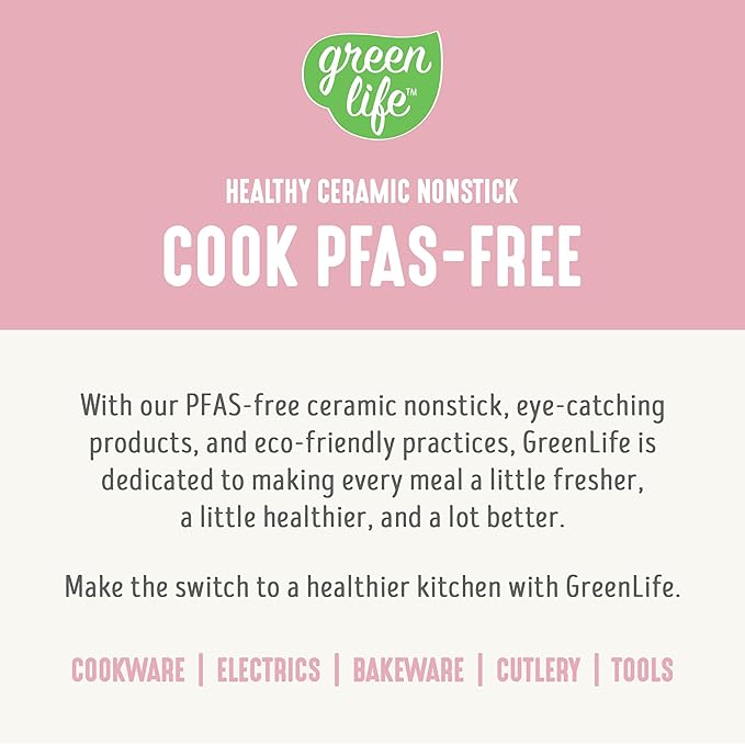 GreenLife 8 Piece Ceramic Nonstick Cookware Set Induction Suitable Non Toxic PFAS-Free Pots &amp Pans Dishwasher Safe Cooking Set Stock Pot Saucepans &amp Frying Pans Kitchen Cooking Light Pi