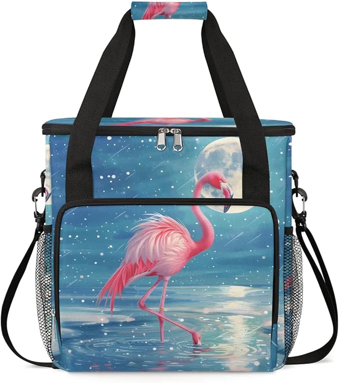 Coffee Maker Carrying Bag Moon Flamingo Single Cup Coffee Maker Travel Bag Compatible with Keurig K-Mini or K-Mini Plus Portable Storage Bag with Shoulder StrapAZ-204