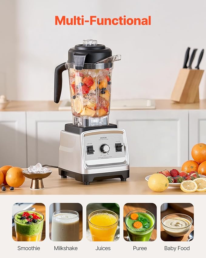 VEVOR Professional Blender for Smoothies 85 oz 1400Wwith Powerful Motor Multi-Functional Food Processing for Smoothie/Milkshake/Juice Fits for Kitchen