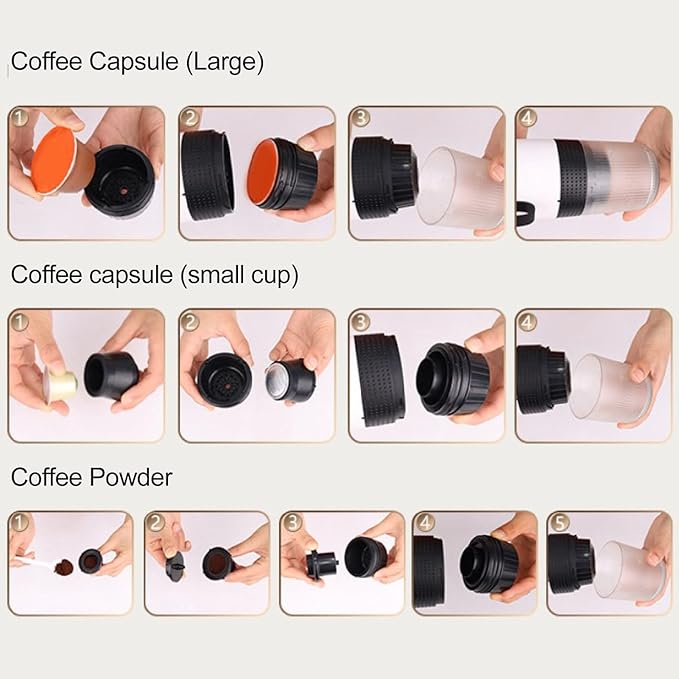 Asixxsix Portable Espresso Machine 3 In 1 20 Bar Self Heating Electric Travel Expresso Maker 12V Mini Automatic Car Coffee Maker Compatible with NES DG Capsule Coffee Powder for Camping