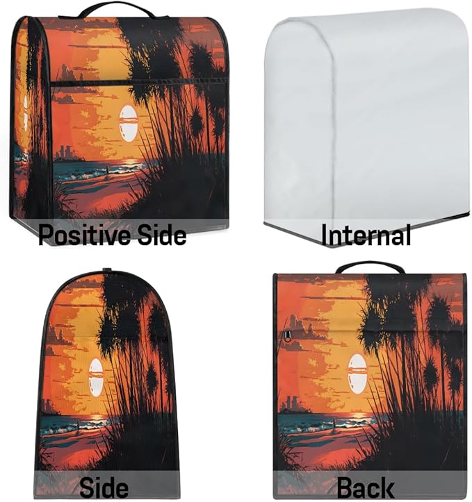 cfpolar Kitchen Aid Mixer Cover Compatible with 6-8 Quarts Sunset Ocean Palm Trees Stand Mixer Cover Kitchen Aid Mixers Accessories Appliance Organizer Bag Dust Covers with Zipper Pocket