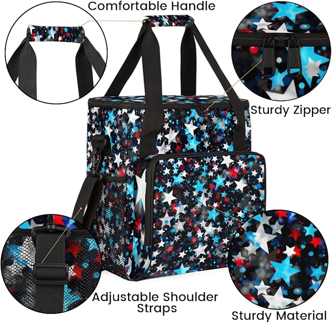 Star-Powered Celebration 4th of July Coffee Maker Carrying Bag Travel Storage Bag Compatible with K-Mini or K-Mini Plus Single Serve Coffee Brewer Carrying Case with Pockets &amp Shoulder Strap