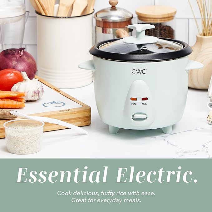 COOK WITH COLOR 6 Cup Rice Cooker 300W - Effortless Cooking and Perfectly Cooks 3 Cups of Raw Rice for 6 Cups of Cooked Rice Sage