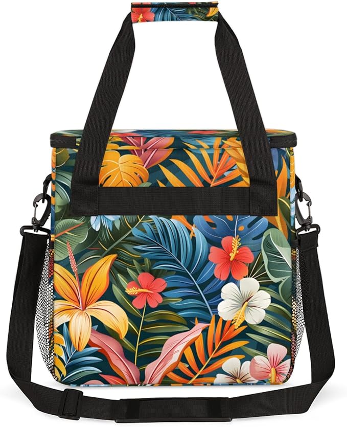 Gossamer Floral Leaves Coffee Maker Carrying Bag Travel Storage Bag Compatible with K-Mini or K-Mini Plus Single Serve Coffee Brewer Carrying Case with Multiple Pockets &amp Shoulder Strap