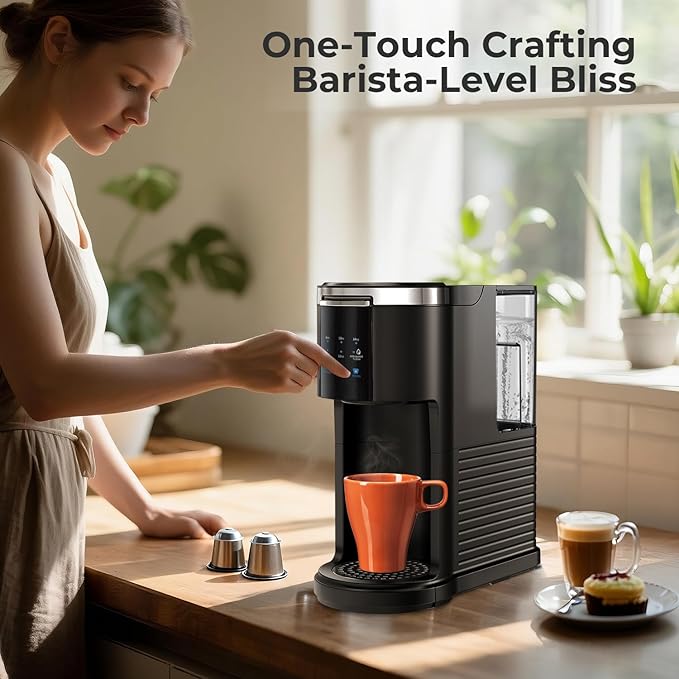 Single Serve Coffee Maker 2 in 1 Coffee Machine with Ground Coffee &amp Pods Coffee 6 to 14 Oz Brew SizesMini One Cup Coffee Maker 40oz Water TankAuto Cleaning &amp Shut Off Black