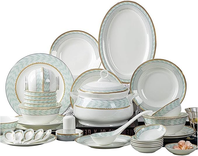 Elegant Dinnerware Set Dinner Plates Bowls Set Dish And Bowl Set58-Piece Set Chinese Ceramic Dishes Household Kitchen Plate And Bowl Set