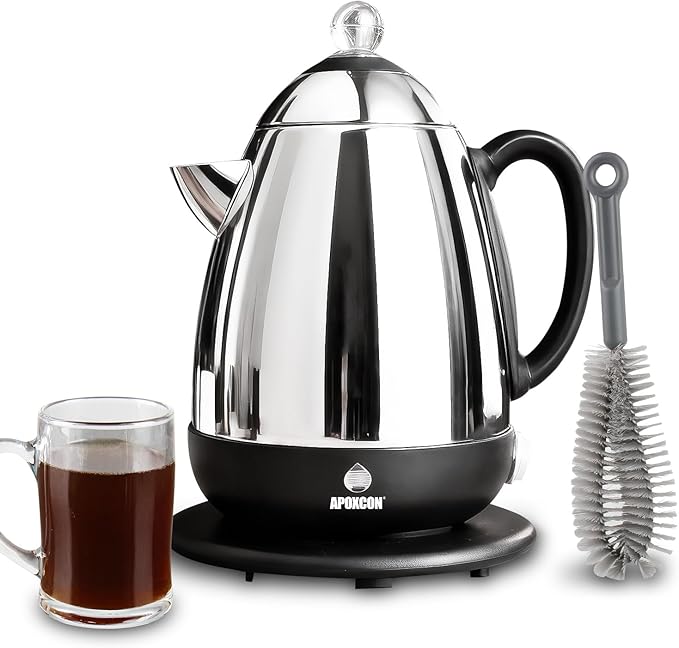 Electric Coffee Percolator Stainless Steel Coffee Maker with Clear Brew Progress Knob &amp Cleaning Brush Auto Keep Warm Cordless Serving elegant design Coffee pot with On/OFF Switch (10 Cup)