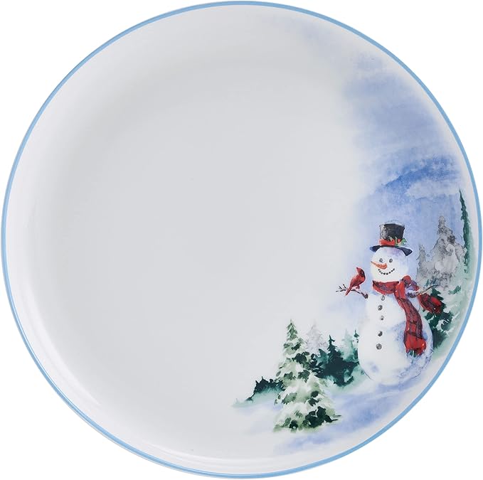 Mikasa Snowman Forest Chip Resistant 12 Piece Dinnerware Set Service for 4