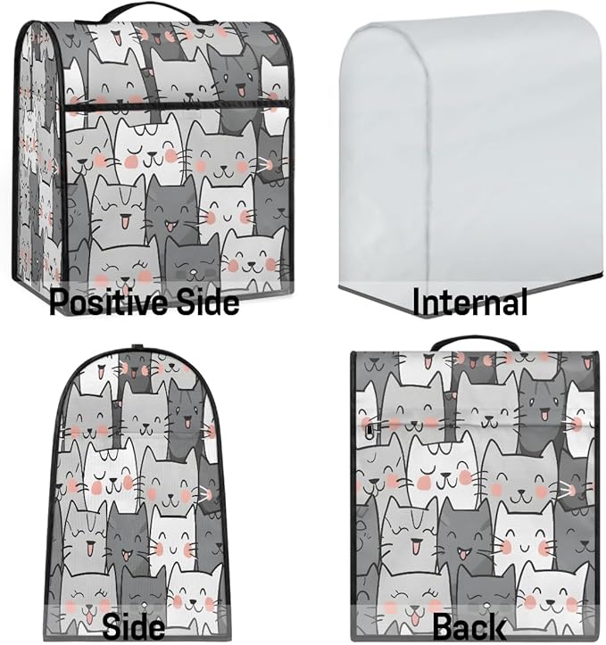 cfpolar Kitchen Aid Mixer Cover Compatible with 6-8 Quarts Cute Cat Kitten Stand Mixer Cover Kitchen Aid Mixers Accessories Appliance Organizer Bag Dust Covers with Zipper Pocket