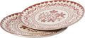 Bloomhouse - 2-Time Oprah’s Favorite Things - Valencia Flor 2 Piece 13” Serving Platter Set Stoneware Platters Mediterranean Floral Decal Design Microwave &amp Dishwasher Safe Pomegranate Red
