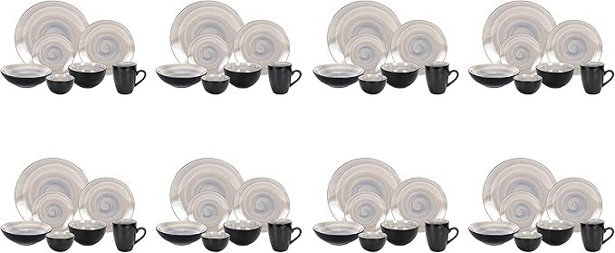 Stoneware Sonoma 56pc Dinnerware Set Black + Speckled Spin Wash Grey