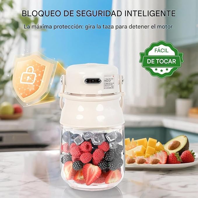 Rechargeable Portable Blender - Sturdy Versatile Small Glass with Jar Personal Mixer for Kitchen Travel Fruits | Multipurpose Outdoor Indoor Utility Ergonomic