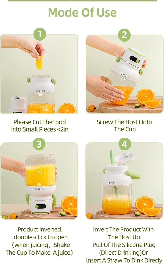 Portable Blender Personal Blender for Smoothies &amp Shakes Cordless 33oz BPA-Free Vessel 18000RPM Motor Leakproof Lid with Sip Spout USB-C Rechargeable Easy-to-Clean Parts (Green)