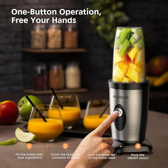 Personal Blender Shakes and Smoothies 3D 6-leafs 850W Portable Blender One-Button Mixer 2x17oz Personal Blenders Bottle BPA Free Kitchen baby food Grinding Juice