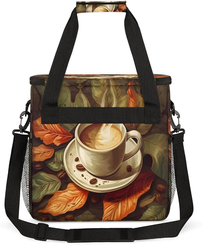 Coffee Themed Coffee Maker Travel Bag for K-Mini or K-Mini Plus Single Serve Coffee Brewer Portable Storage Tote Case for Tarvel