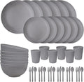 EI 42pcs Wheat Straw Dinnerware SetReusable Plastic Plates UnbreakableBig Bowl and Plate for KitchenPlates and Bowls Sets for College Dorm RoomCampingPicninc