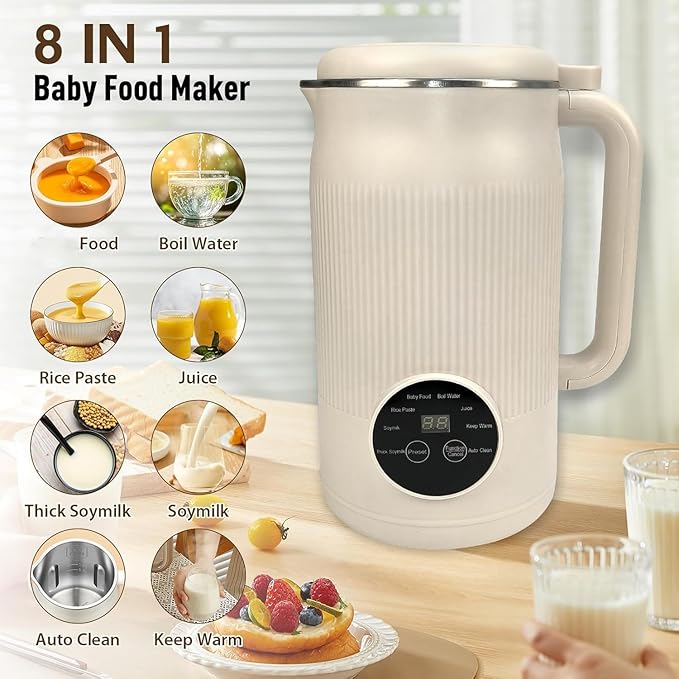 Nut Milk Maker Machine 8-in-1 Multifunction Nut Milk &amp Juice Maker 2026 Upgraded Automatic Soybean Machine Smart Buttons Eight Modes One-Button Self-Cleaning (Purple)