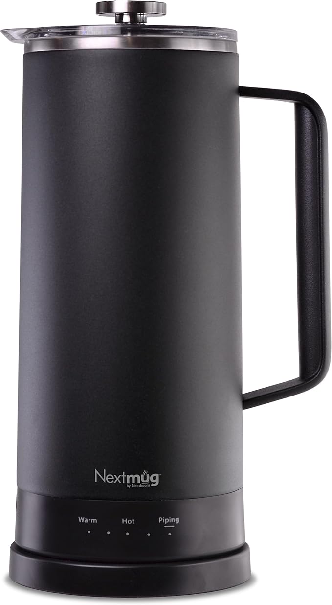 Nextmug Press - Temperature-Controlled Self-Heating French Press (Black - 40 oz.)