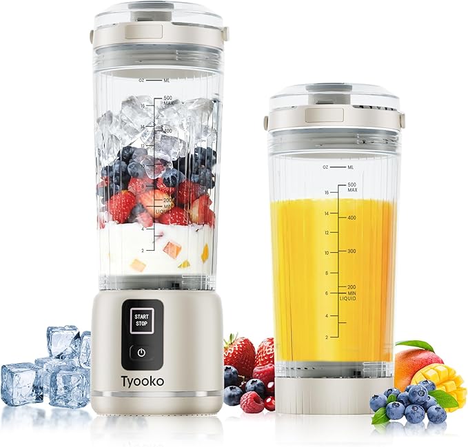 Portable Blender for Smoothies and Shakes 18oz Rechargeable Electric Personal Juicer Cup with Dual Mode 6 Sharp Blade Drink Mixer Bottle with Leakproof-Lid &amp Sip Spout for Kitchen/Travel/Gym (Wh