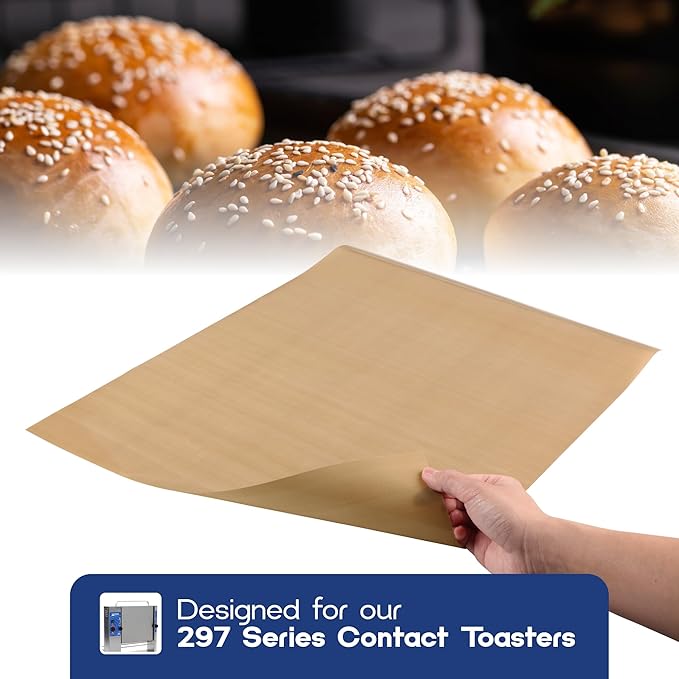 Prince Castle Release Sheets for 297 Series Contact Toasters 5 mil Thick (2-pack) - Non-Stick Baking Sheets and Commercial Toaster Liner for Bread Buns and More