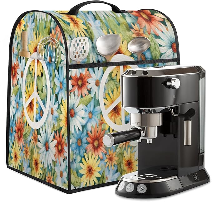 cfpolar Kitchen Aid Mixer Cover Compatible with 6-8 Quarts Colorful Flower Peace Sign Stand Mixer Cover Kitchen Aid Mixers Accessories Appliance Organizer Bag Dust Covers with Zipper Pocket