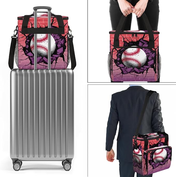 Graffiti Baseball Coffee Maker Carrying Bag Sport Baseball Travel Storage Bag Compatible with K-Mini or K-Mini Plus Single Serve Coffee Brewer Carrying Case with Multiple Pockets &amp Shoulder Stra