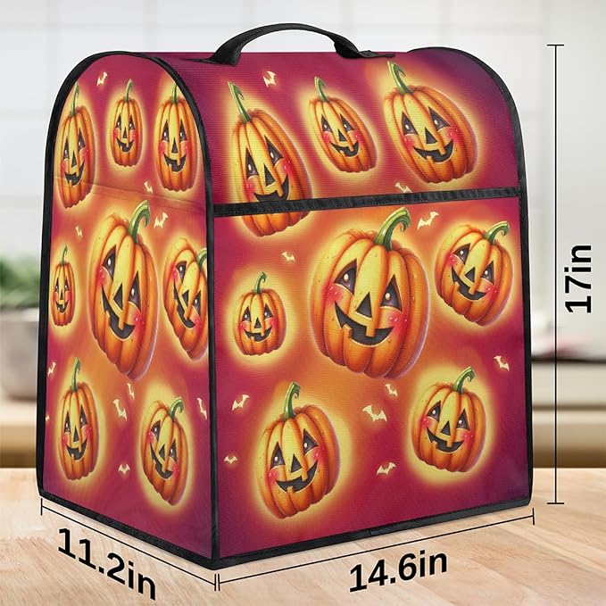 cfpolar Kitchen Aid Mixer Cover Compatible with 6-8 Quarts Halloween Glowing Pumpkin Stand Mixer Cover Kitchen Aid Mixers Accessories Appliance Organizer Bag Dust Covers with Zipper Pocket