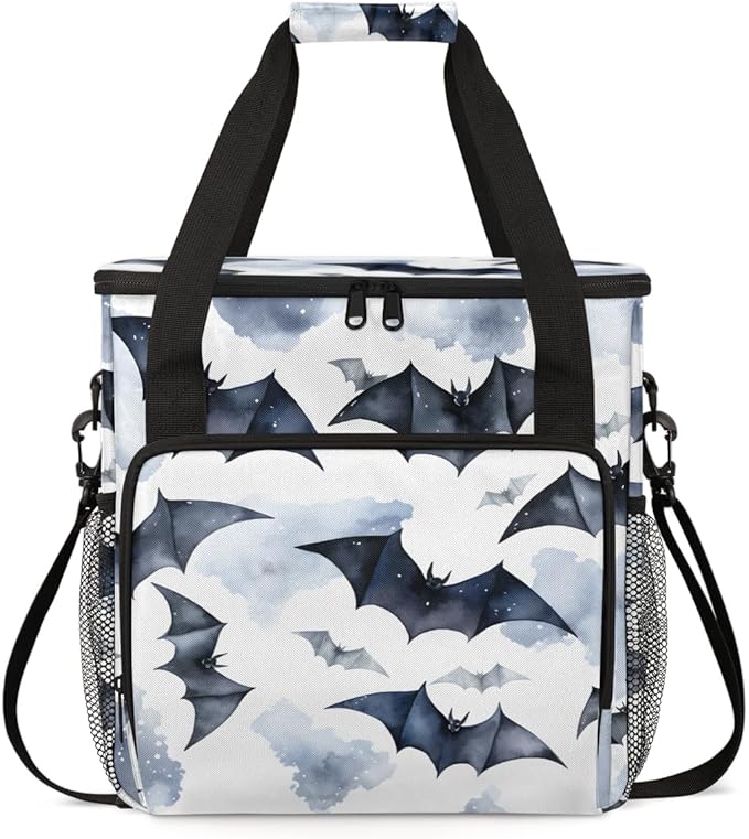 Magical Bat Coffee Maker Carrying Bag Gothic Bat Travel Storage Bag Compatible with K-Mini or K-Mini Plus Single Serve Coffee Brewer Carrying Case with Multiple Pockets &amp Shoulder Strap