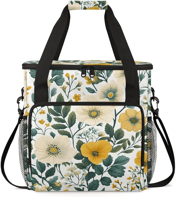 Aromatic Flowers Coffee Maker Carrying Bag Portable Travel Storage Tote Bag Compatible with K-Mini or K-Mini Plus Single Serve Coffee Brewer Carrying Case with Multiple Pockets &amp Shoulder Strap