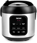 AROMA Digital Rice Cooker 4-Cup (Uncooked) / 8-Cup (Cooked) Steamer Multicooker Slow Cooker Oatmeal Cooker Auto Keep Warm 2 Qt Stainless Steel Exterior