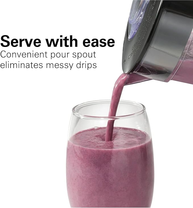 Beach Smoothie Blender with 650W Peak Power Wave Action System 12 Functions 48 oz BPA-Free Jar and Ice Sabre Blades Black (Black)