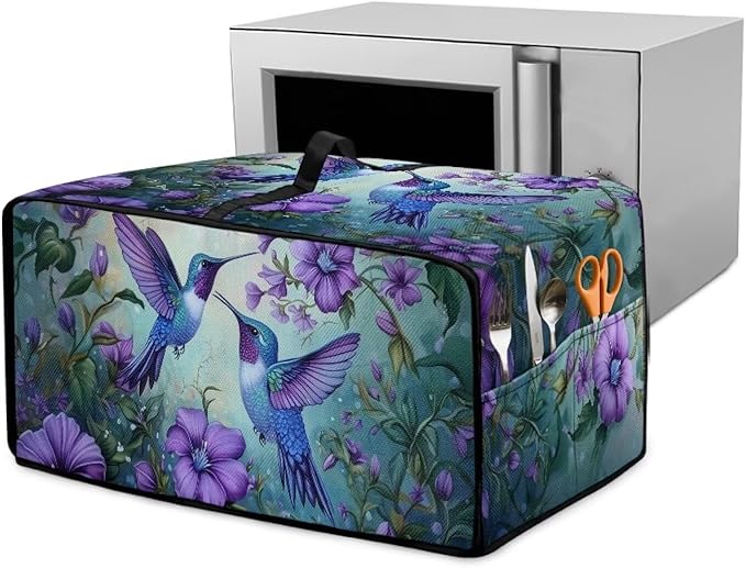Doojoayie Hummingbird Toaster Cover 6 Slice Appliance Covers for Kitchen Counter 19.7x16x 10 Universal Fit Dustproof Protector as Kitchen Decoration