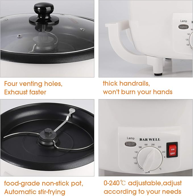 Coffee Bean Roaster Machine 110V 750g Home Coffee Bean Baker Non-Stick Coating Household Electric Coffee Bean Roasting Machine