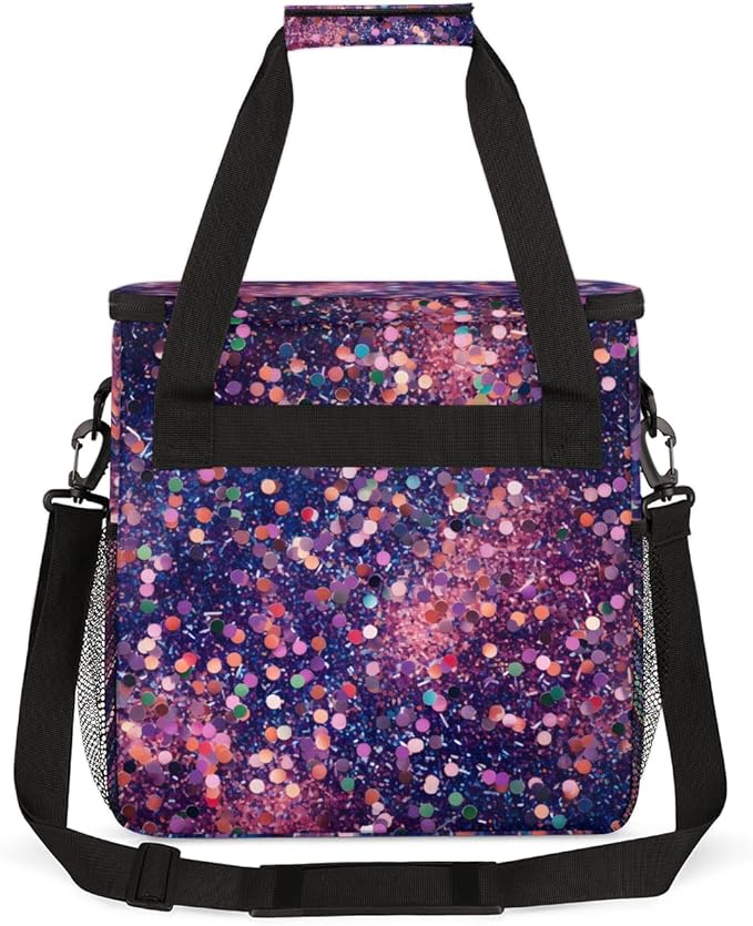 Glitter Coffee Maker Carrying Bag Navy Blue Portable Travel Storage Tote Bag Compatible with K-Mini or K-Mini Plus Single Serve Coffee Brewer Carrying Case with Multiple Pockets &amp Shoulder Strap