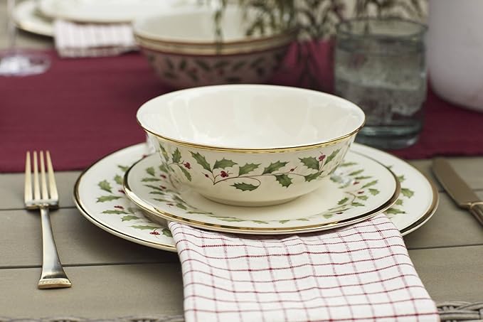 Lenox 893172 Holiday 12-Piece Plate and Bowl Set Christmas Dinnerware Hosting