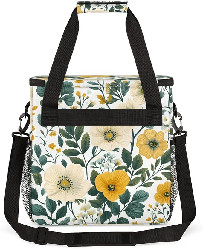 Aromatic Flowers Coffee Maker Carrying Bag Portable Travel Storage Tote Bag Compatible with K-Mini or K-Mini Plus Single Serve Coffee Brewer Carrying Case with Multiple Pockets &amp Shoulder Strap