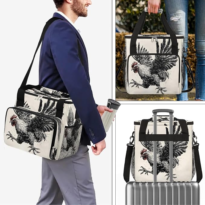Funny Cock Coffee Maker Carring Bag Travel Carrying Storage Tote Bag Compatible with Keurig K-Mini or K-Mini Plus Portable Single Serve Coffee Brewer Case with Pockets for K-cup Pods