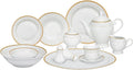 Lorren Home Trends 57-Piece Porcelain Dinnerware Set Ricamo-GD Service for 8