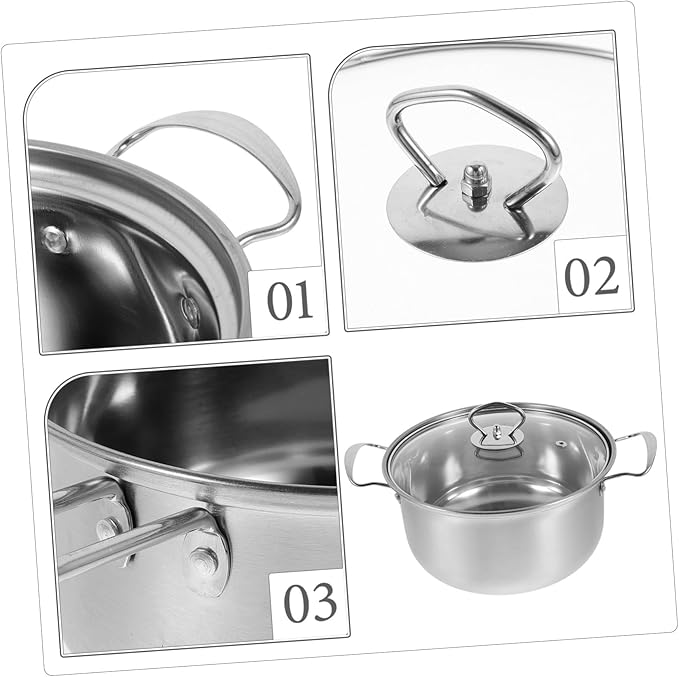 Uonlytech Stainless Steel Cookware Set Pots and Pans Comfortable Handles Soup Pot Frying Pan Even Heating Easy Cleaning