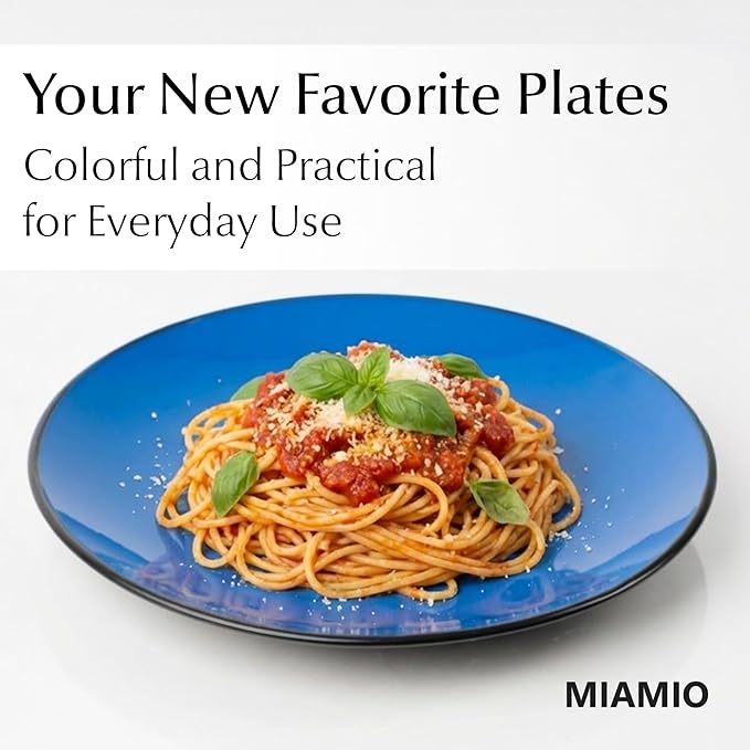 MIAMIO – 6 x Plate/Dinner Plate Set Stoneware Ceramic Tableware Set - Le Papillon Collection (Blue 10 Inch)