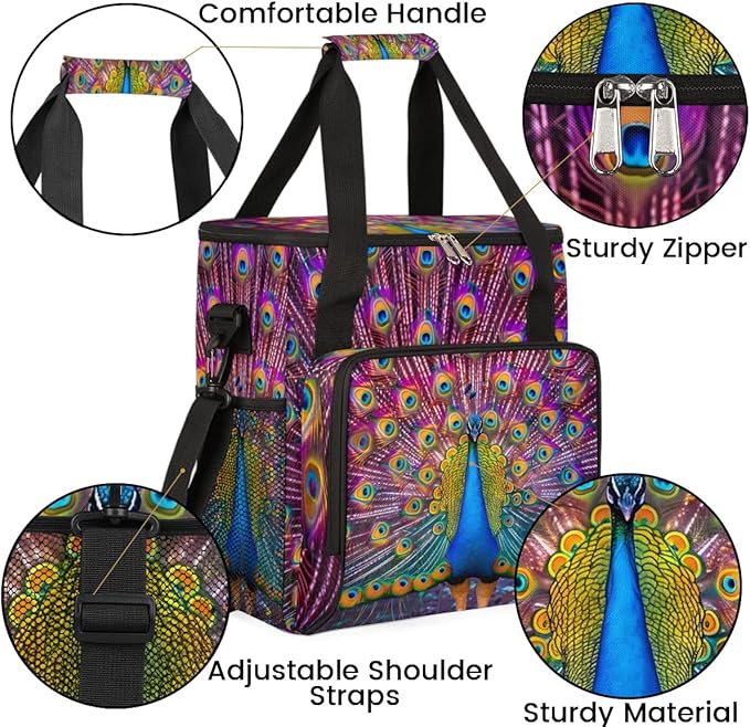 Coffee Maker Carrying Bag Peacock Single Cup Coffee Maker Travel Bag Compatible with Keurig K-Mini or K-Mini Plus Portable Storage Bag with Shoulder StrapAZ-211
