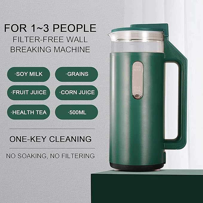Mini Soybean Milk Maker 500ml Multifunction Heatable Soybean Milk Machine Easy to Clean Soybean Making Machine Nut Milk Maker Household Fruit Juice Cooking Machine