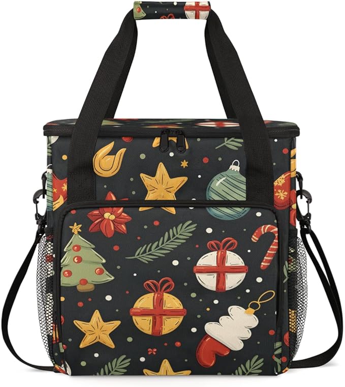 Christmas Festivals Coffee Maker Carrying Bag Gothic Tree Travel Storage Bag Compatible with K-Mini or K-Mini Plus Single Serve Coffee Brewer Carrying Case with Multiple Pockets &amp Shoulder Strap