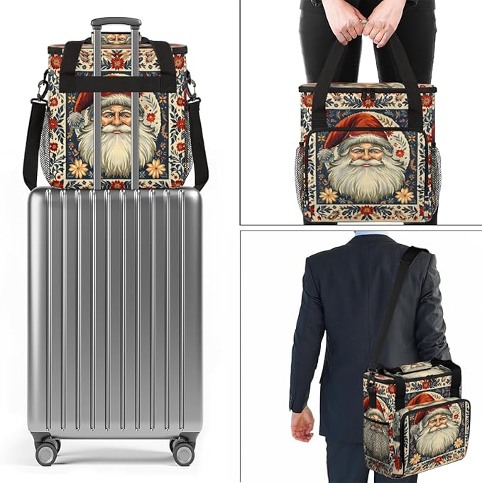 Cute Santa Claus Coffee Maker Carrying Bag Glowing Santa Claus Travel Storage Bag Compatible with K-Mini or K-Mini Plus Single Serve Coffee Brewer Carrying Case with Pockets &amp Shoulder Strap