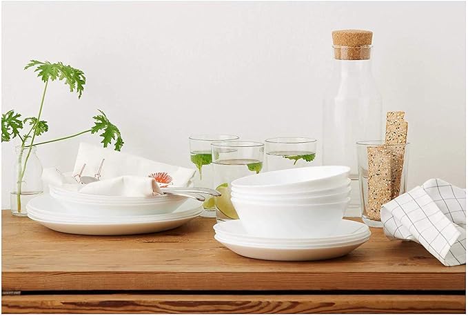 IKEA 6-Piece Tempered Opal Glass Dinnerware Plates/Bowls White (Deep Plate white20 cm)