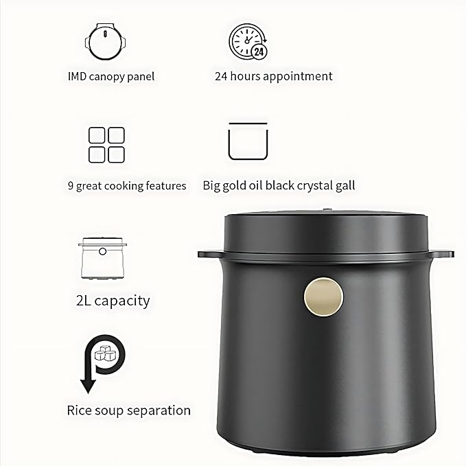 Low Sugar Rice Cooker 2L Rice Soup Separation Rice Cooker 9 Modes Delay Timer Keep Warm Non-Stick Surface