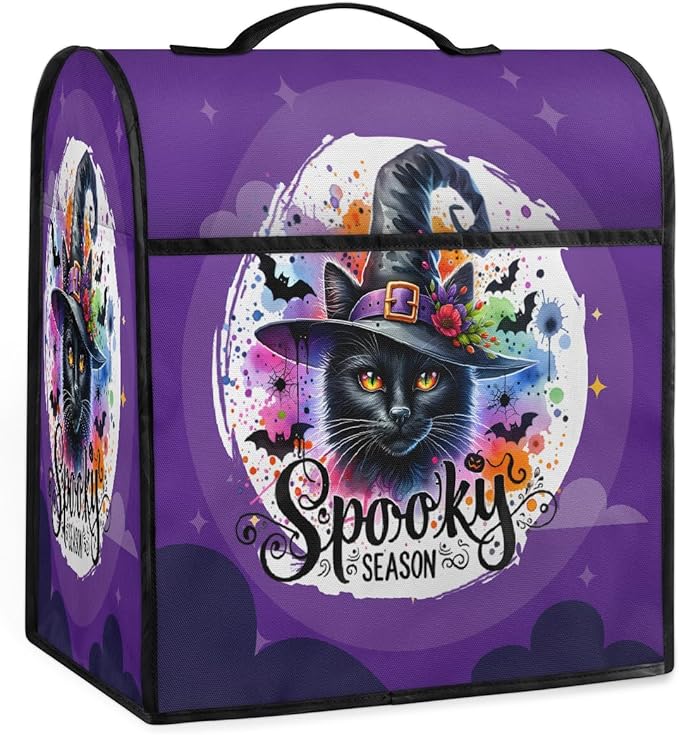 cfpolar Kitchen Aid Mixer Cover Compatible with 6-8 Quarts Halloween Cat Bat Stand Mixer Cover Kitchen Aid Mixers Accessories Appliance Organizer Bag Dust Covers with Zipper Pocket