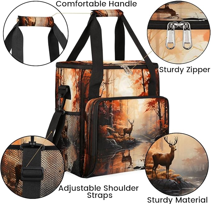 Forest Animal Deer Coffee Maker Carrying Bag for Keurig K-Mini or K-Mini Plus Storage Portable Coffee Maker Travel Bag