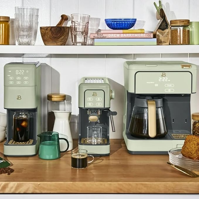 Dual Function Coffee Maker with 12 Cup Drip Brewing and Single Cup Option Programmable Control Panel